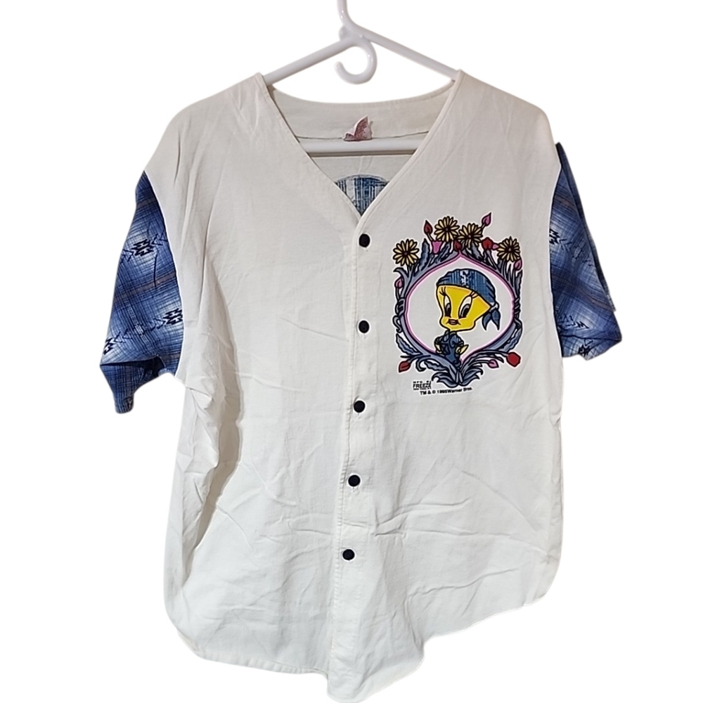 Vintage 90s Tweety Bird Baseball Shirt XL – Freeze Looney Tunes Retro - Picture 3 of 8